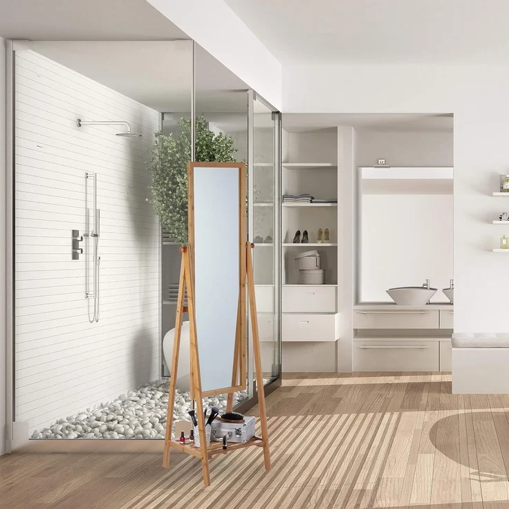 Relaxdays Standspiegel Bambus – Bild 3
