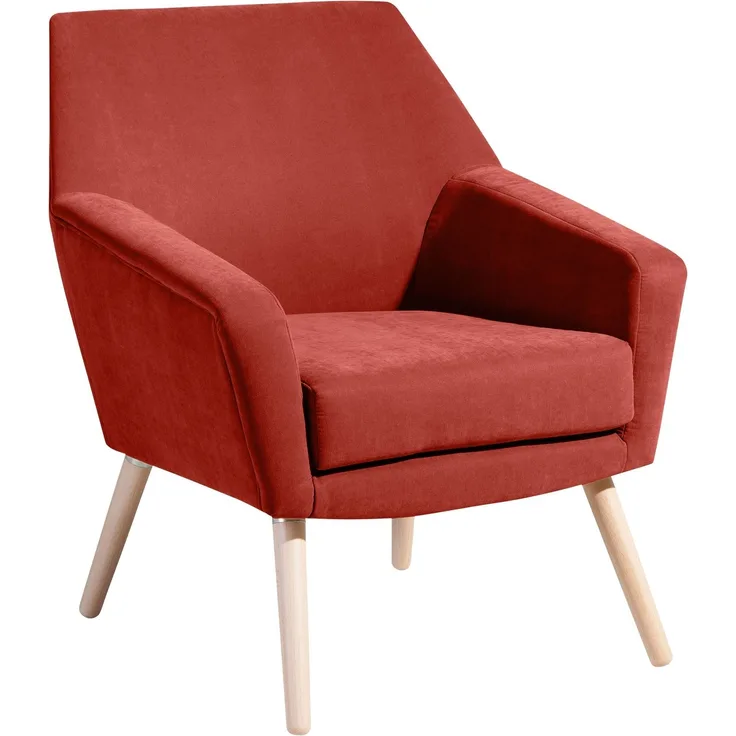 Sessel Kachka Bezug Veloursstoff Buche natur / terracotta 21079