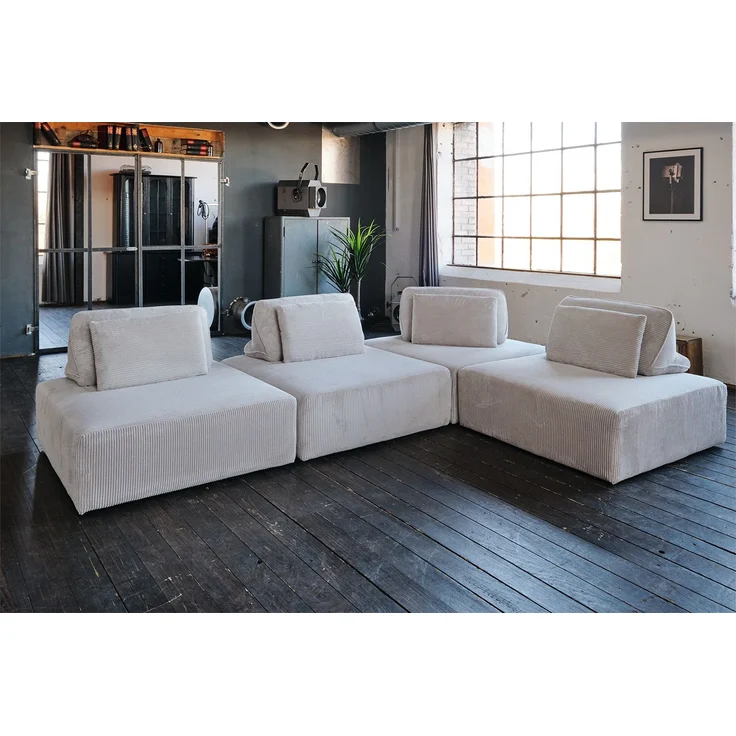 KAWOLA Hocker WIOLO SOFT Sitzelement für Modulsofa Cord hellgrau 43 x 111 x 111 cm – Bild 8