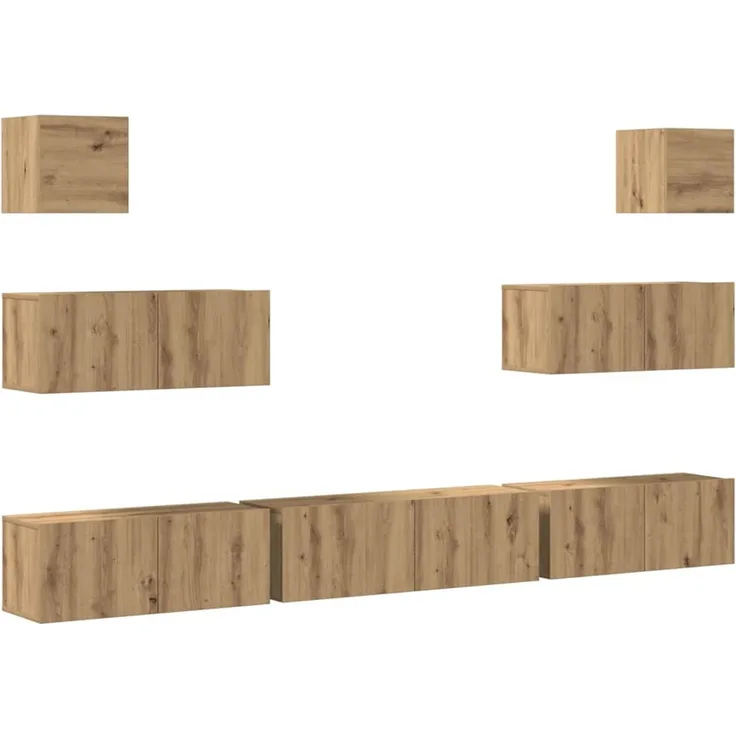 vidaXL 7-tlg. TV-Schrank-Set Wandmontage Artisan-Eiche Holzwerkstoff 3329212