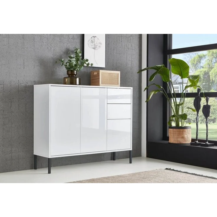 BMG Möbel Kommode Mailand 10 (Schubladenkommode Anrichte Sideboard, mit hochwertigen Metallfüßen), Push-to-Open-Funktion – Bild 2