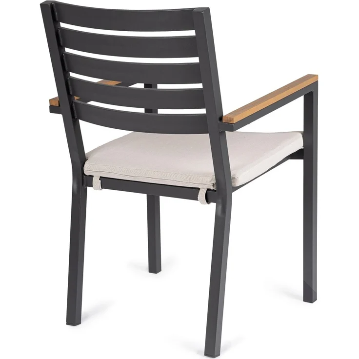 Gartenstuhl Anneh aus Aluminium, modern stapelbar, anthrazit, inkl. Kissen mit abnehmbarem Bezug – Bild 3
