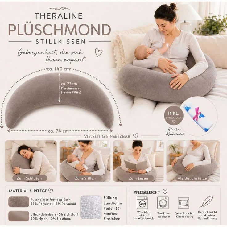 Kinderhaus Blaubaer Stillkissen Theraline Plüschmond Stillkissen TOP – Bild 4