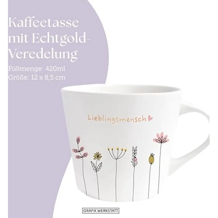 Grafik-Werkstatt Kaffeetasse mit Spruch 300 ml Porzellan Tasse Kleine Auszeit, Vielseitig – Bild 3