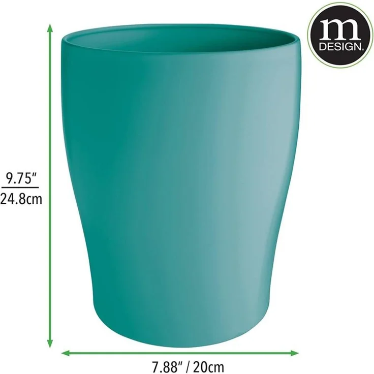 mDesign Mülleimer Abfalleimer Papierkorb Rund 6.4L Bad Büro Küche Metall Türkis – Bild 2