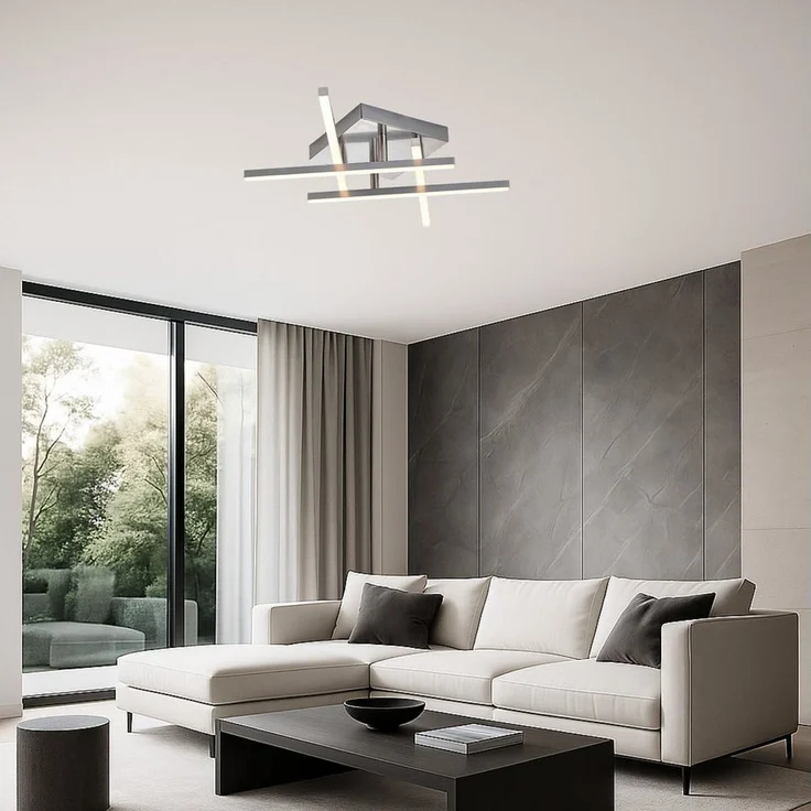MeLiTec LED Deckenleuchte D121, warmweiß, nickel matt, aus Metall, verstellbare Arme, moderne Deckenlampe eckig – Bild 3