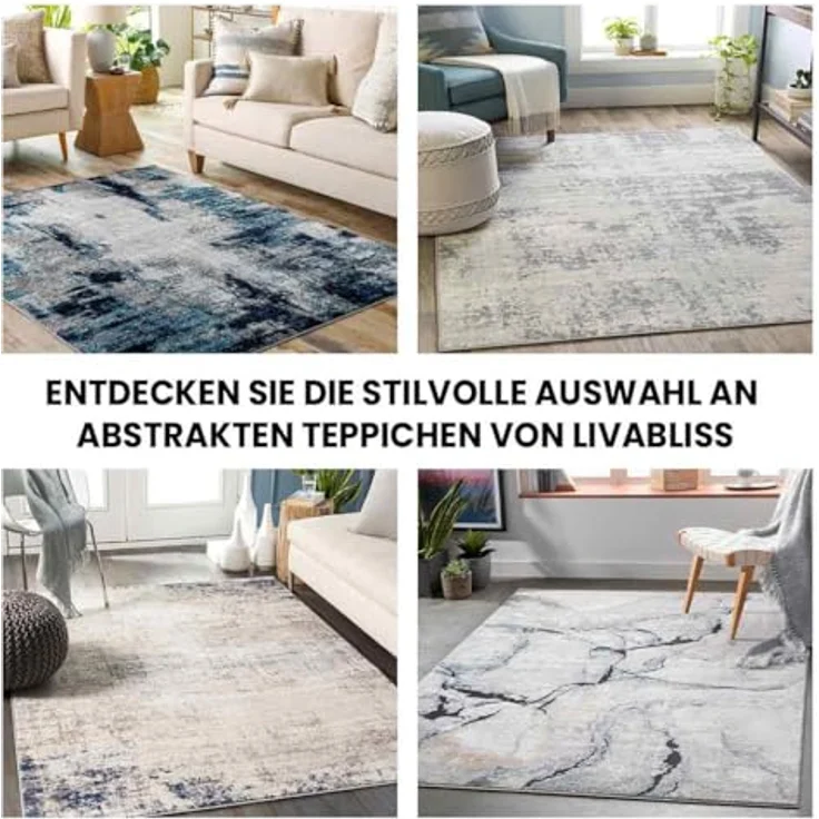 LIVABLISS Kurzflorteppich Giulia, grau, rechteckig, 160x220 cm, Oeko-Tex® Standard 100, modern und abstrakt – Bild 6