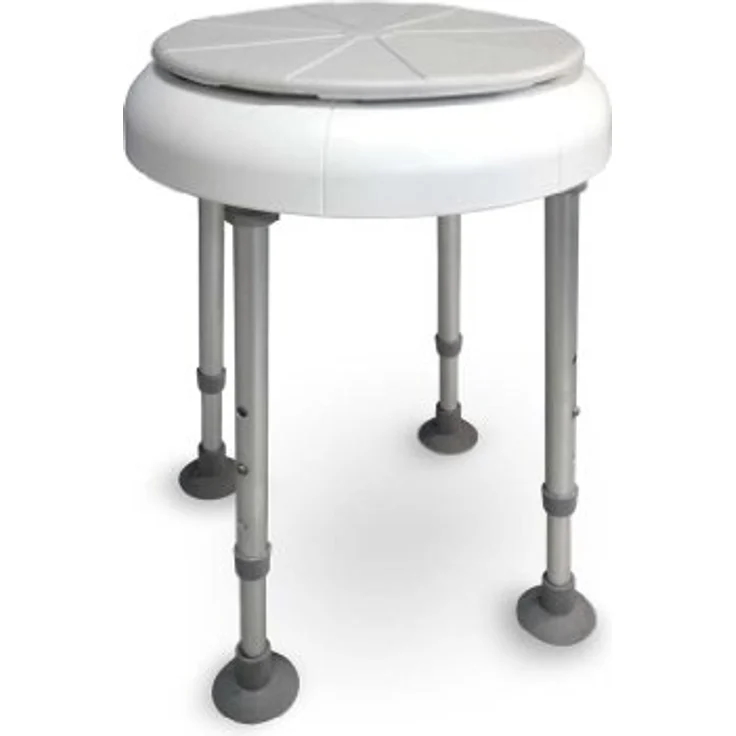 Drive Medical Duschhocker Delphi, drehbare Sitzfläche, max. 140 kg, Höhe verstellbar 45-55 cm, weiß – Bild 1