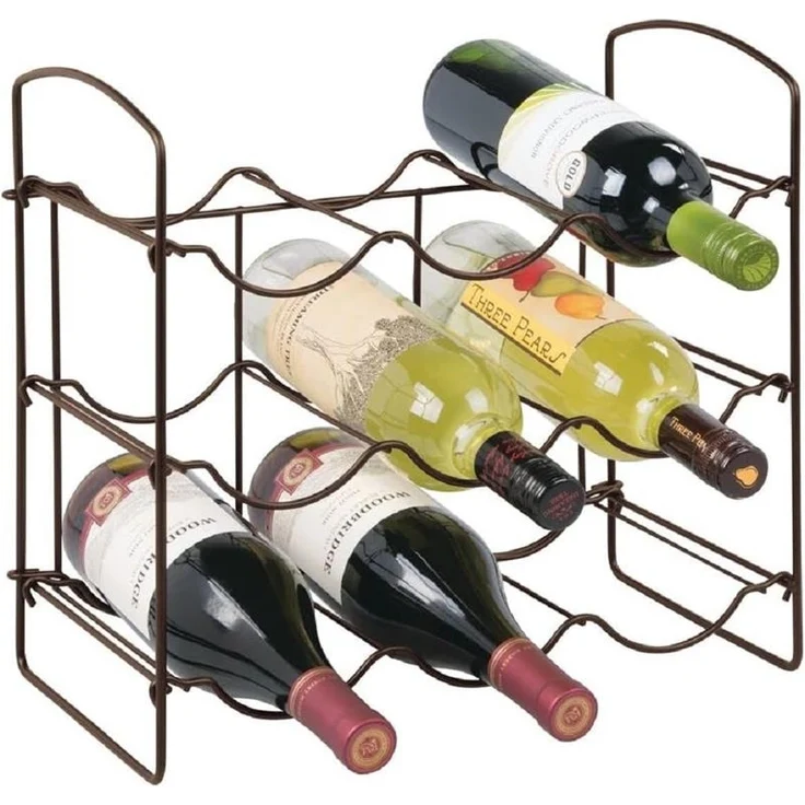 mDesign Weinregal Regal Flaschenhalter 9 Flaschen 3 Ebenen Metall Bronze – Bild 8