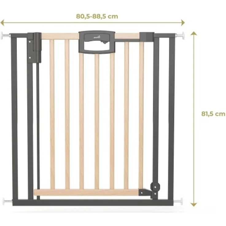 Geuther Türschutzgitter 'Easylock Plus' zum Klemmen für Öffnungen, Holz/ Metall, Natur/ Schwarz, 120,5 cm - 128,5 cm – Bild 4