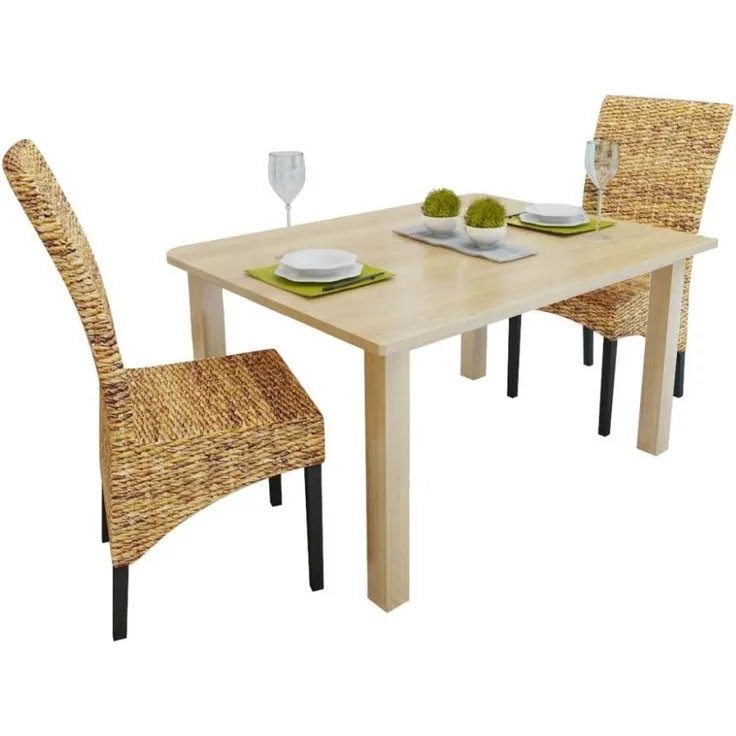 vidaXL Esszimmerstühle 2 Stk. Abaca und Mango Massivholz 243234