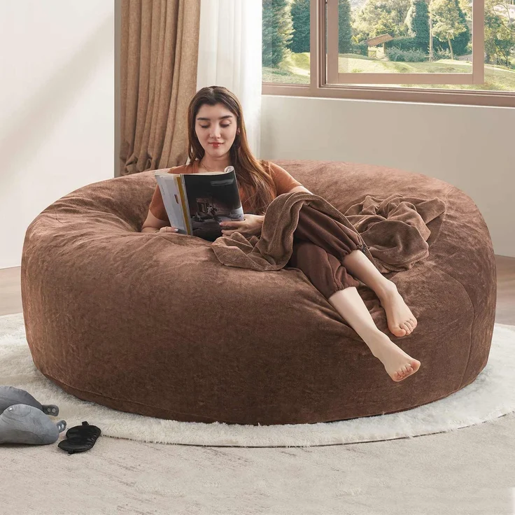 Großer Sitzsack mit waschbarem Bezug, formbarer Loungesitz für kleine Wohnräume und Leseecken, Braun – Bild 1
