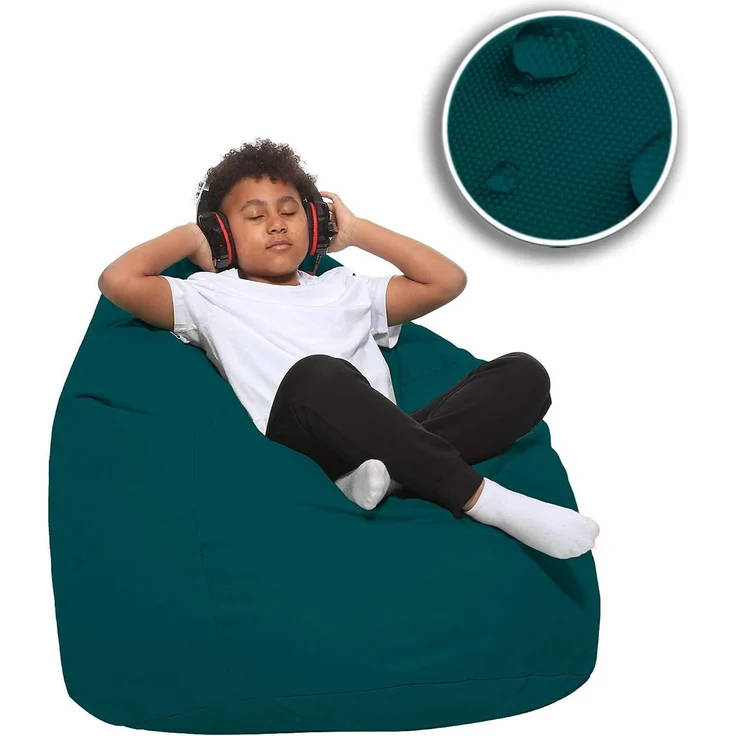 HomeIdeal - Sitzsack XXL Bodenkissen für Erwachsene & Kinder - Geeignet für Gaming oder Entspannen - Indoor wie Outdoor da er Wasserfest ist - mit EPS Perlen, Farbe:Petrol, Größe:XXXL – Bild 9