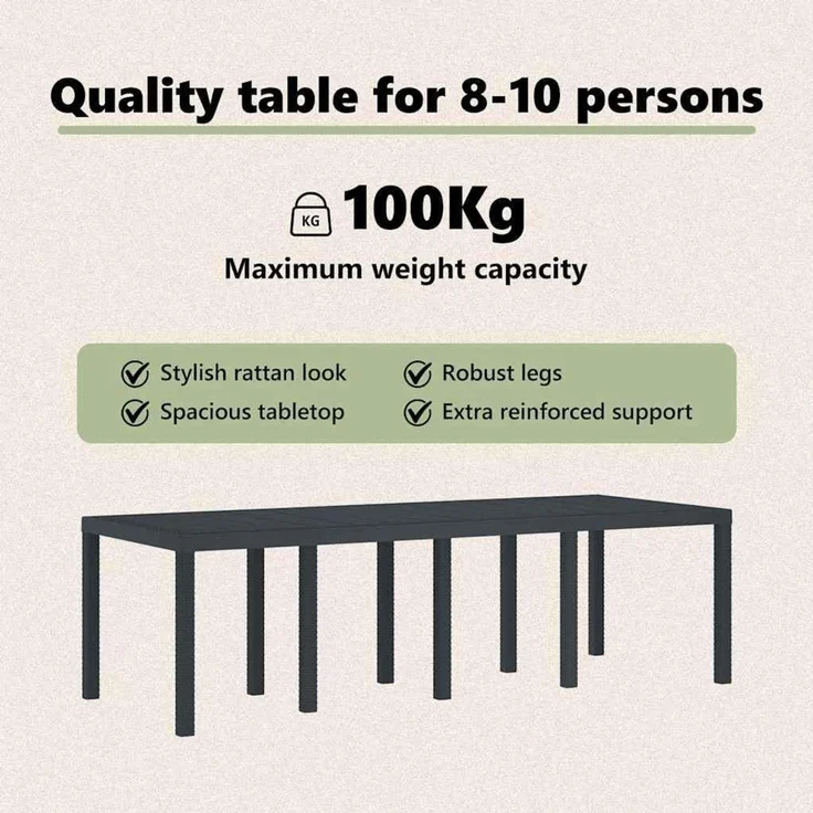 vidaXL Gartentisch Anthrazit 250 x 100 x 73 cm Poly-Rattan 3378516 – Bild 5