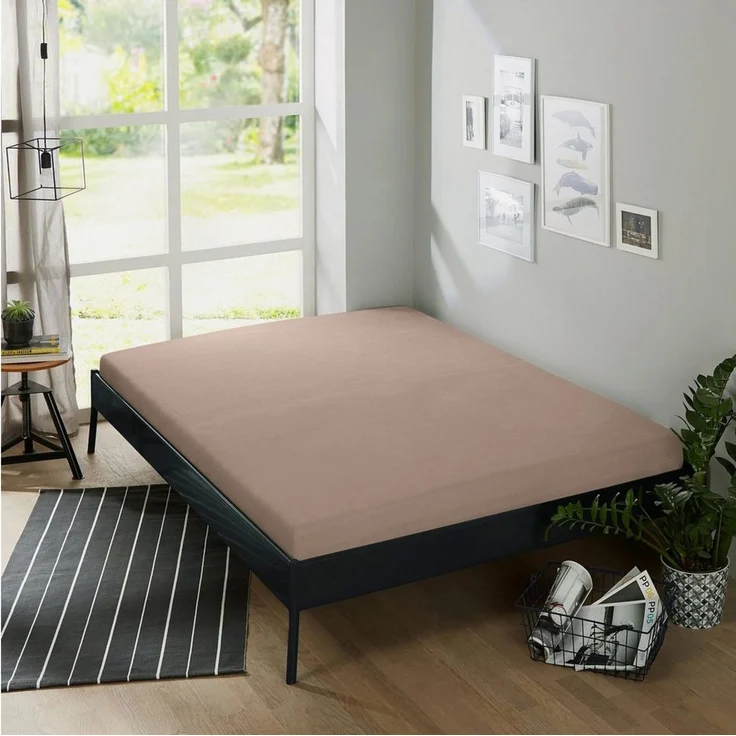 Erwin Müller Spannbettlaken Spannbettlaken "Erding", Frottee, Gummizug: Rundumgummi, (1 Stück), Frottee-Stretch Uni, Taupe, Spannbettlaken | 90x190 - 100x200 cm – Bild 3