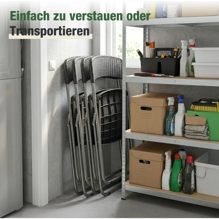 Sekey Rattan Gartenstuhl Klappbar, Campingstuhl Faltbar 200KG, 46 x 53 x 84 cm, Klappstuhl Camping Balkon Garten, 2er Gartenstühle Set Wasserdicht, Schwarz – Bild 4