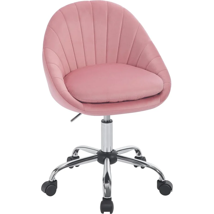 WOLTU Homeoffice Stuhl, Bürostuhl ergonomisch, Schminkstuhl drehbar, Drehstuhl mit Rollen, Schreibtischstuhl 150 kg belastbar, für Arbeitszimmer Schlafzimmer, Samt, Rosa, BS167rs – Bild 8