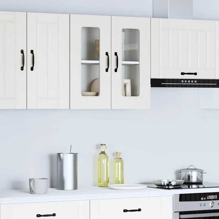 vidaXL Küchen-Hängeschrank mit Glastür Kalmar Weiß Holzwerkstoff 853667 – Bild 3