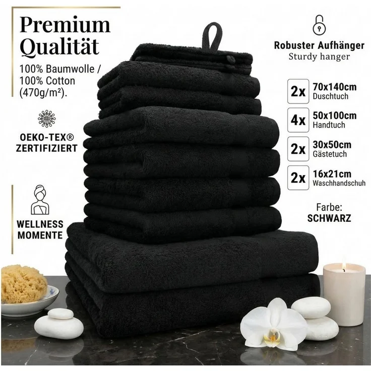 Betz Handtücher 10-teiliges Handtuch Set Premium, 100% Baumwolle (10-St), 4 Handtücher 50x100 cm, 2 Duschtücher 70x140 cm, 2 Gästetücher 30x50 – Bild 2