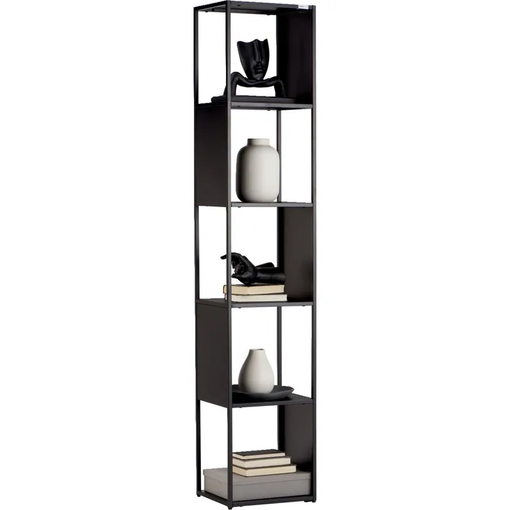 Carryhome 'ERIK' Raumteiler, Metall schwarz, 37 x 188 x 30 cm, 5 Fächer und 30 kg belastbar