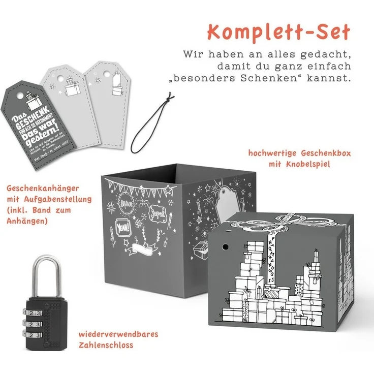 SURPRISA Geschenkbox mit Rätsel und Schloss – Bild 2