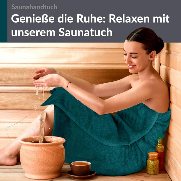 Lashuma Saunatuch London, Frottee (1-St), Badetuch extra lang 85x220 cm, Handtuch Wellness – Bild 6