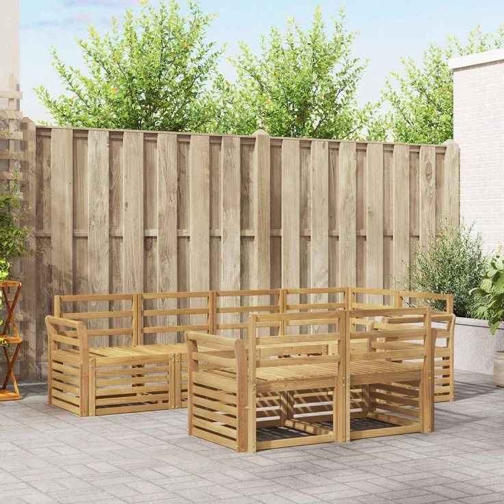 vidaXL Outdoor-Sofagarnitur 7 stk. 7-Sitzer Weiß Massivholz Akazie 3391994 – Bild 1