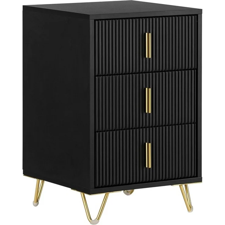 SoBuy FBT115-L-SCH Nachttisch, MDF, Melamin, Schwarz, 40 x 63 x 36 cm – Bild 1