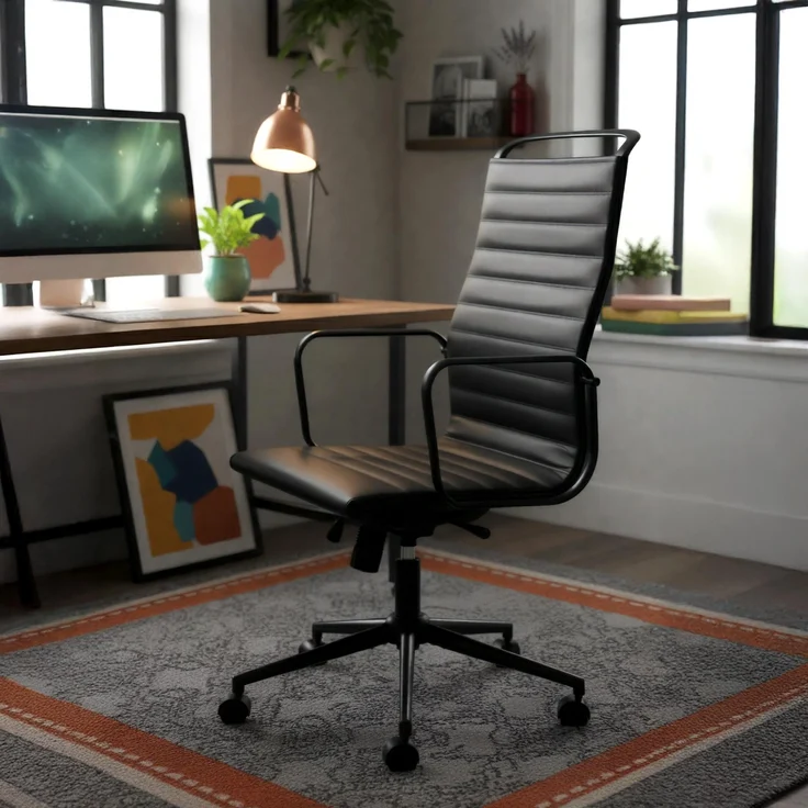 CLP Bürostuhl ergonomisch Nelson, Schreibtischstuhl mit Wippmechanismus, Kunstleder,schwarz – Bild 3