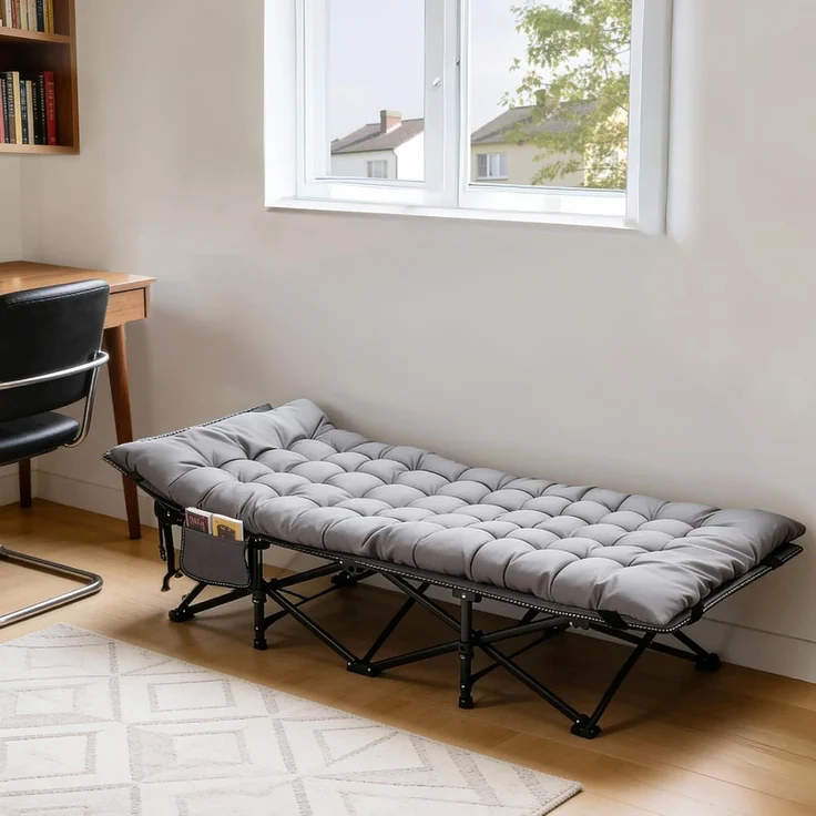 Sekey Feldbett Campingbett Klappbar Campingliege mit Matratze Angelliege Klappbett bis 200 kg – Bild 7
