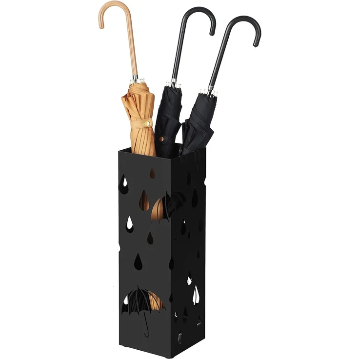Songmics Regenschirmständer, Metall Schwarz, 15,5 x 15,5 x 49 cm – Bild 2