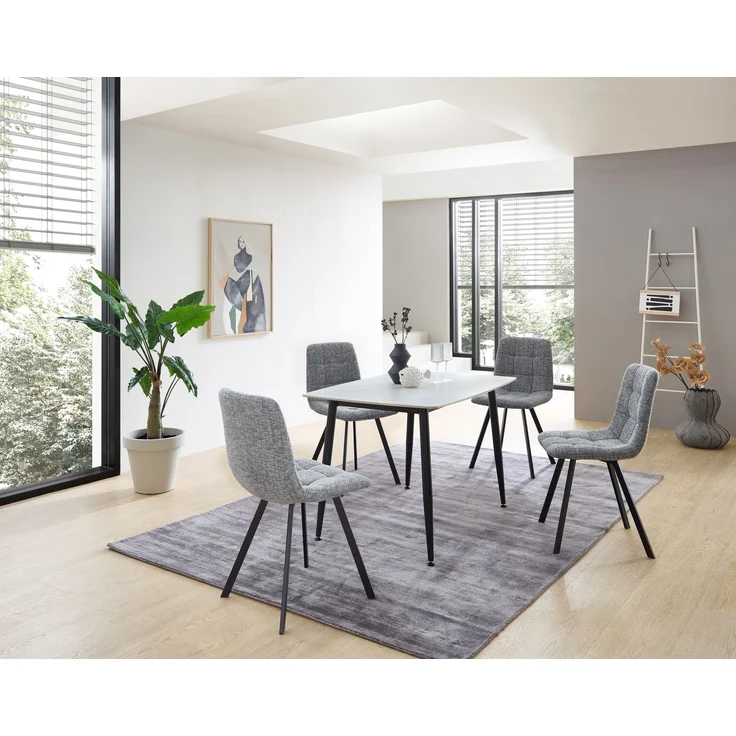 Esstisch >Owen< in weiß, schwarz, Keramik, Metall - 120x77x80cm (BxHxT) – Bild 6