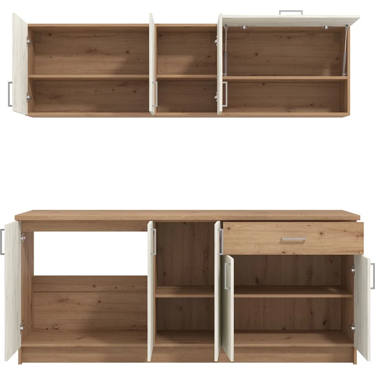 Küchenzeile ohne Geräte, Weiß Shabby Eiche, 200 cm – Bild 5