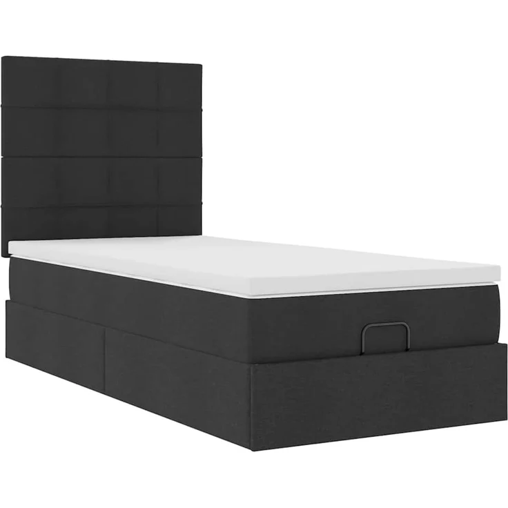 vidaXL Ottoman-Bett mit Matratze Schwarz 100x200 cm Stoff 3313135 – Bild 4