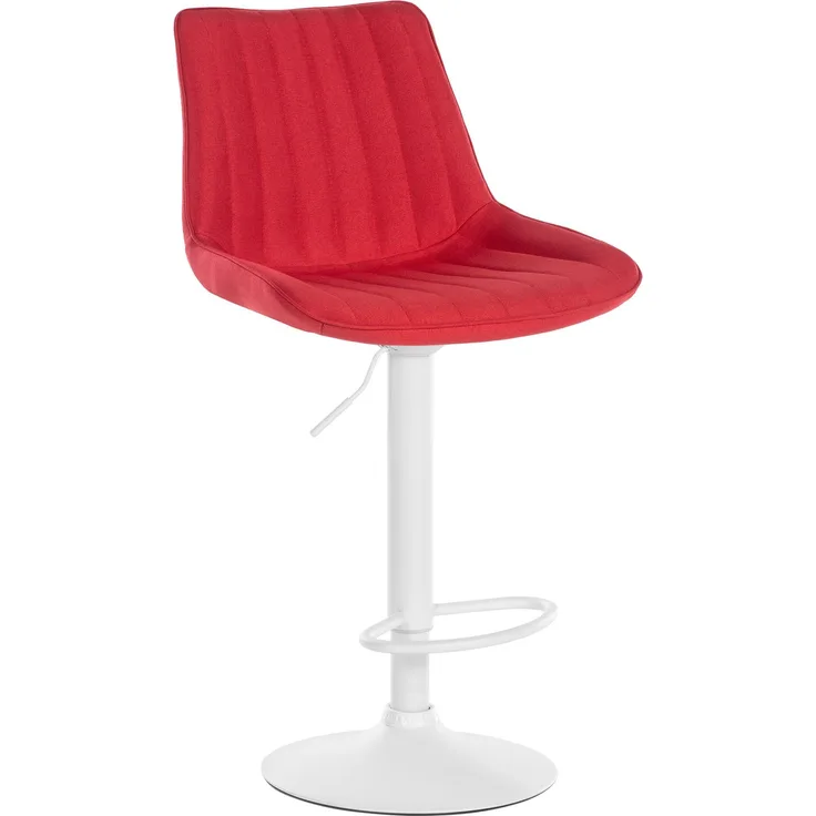 DELUKE® Barhocker RIO - Rot, Stoff, Weiß Barhocker mit Lehne Barstuhl Tresenhocker Tresenstuhl Kneipenhocker Kneipenstuhl
