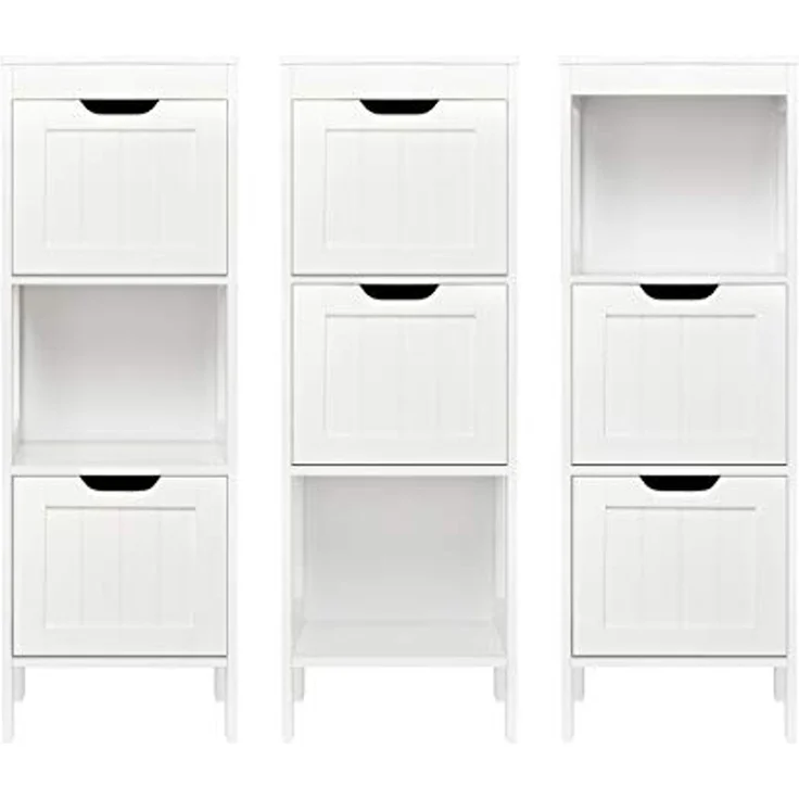 Mondeer Badezimmerschrank, Badkommode mit 2 Schubladen verstellbar modern für Badezimmer, Weiß, 30 x 30 x 89 cm – Bild 4