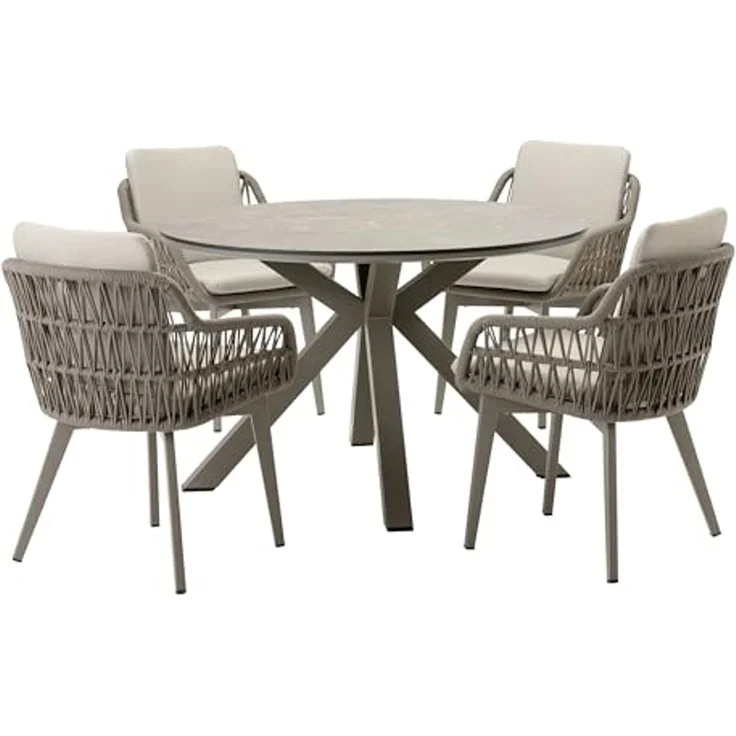 Dehner Gartentisch Marseille, 4 Sitzplätze, Ø 120 cm, Höhe 75 cm, Aluminium / Kunststoff, stilvoller Dining-Tisch, witterungsbeständig und robust – Bild 3