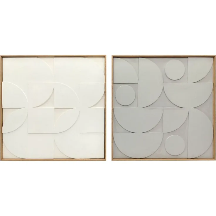 Wanddeko 3D 2er Set geometrisch Wanddekoration Modern Wand Deko für Wohnzimmer, Flur, 80 x 3,5 x 80 cm, Weiß--Weiß--80x3.5x80cm--YOUDENOVA