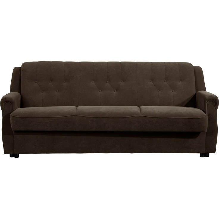 Sofa 3-Sitzer mit Bettfunktion Kaylyn Flockstoff braun – Bild 2
