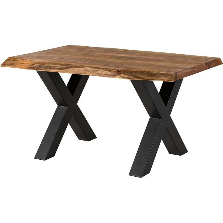 Baumtisch Sheesham 160x90x77 natur gebeizt / X-Beine anthrazit matt FREEFORM 5 – Bild 1
