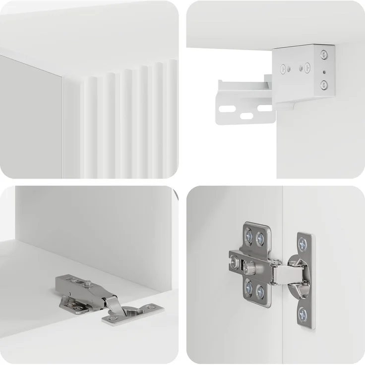 vidaXL TV-Wandregal-Set Wandmontiert 4 pcs Weiß Holzwerkstoff 3408916 – Bild 9