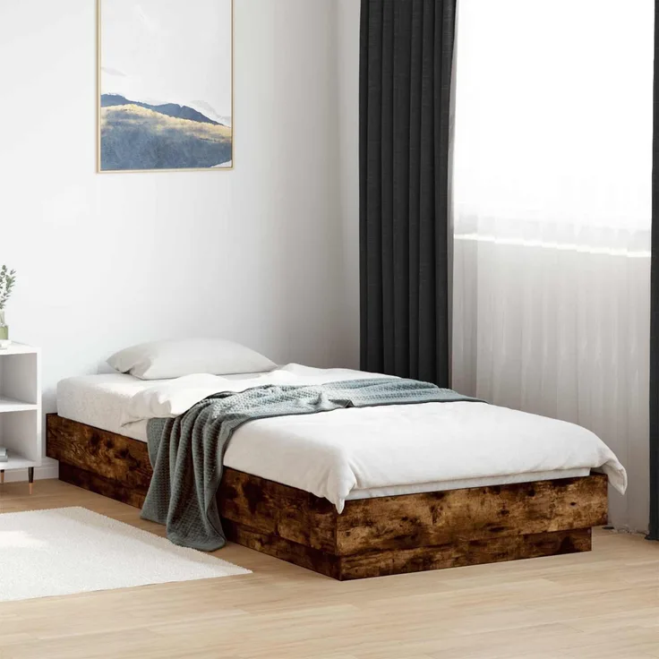 vidaXL Bodenbettgestell Geräucherte Eiche 80 x 200 cm Holzwerkstoff 8009069