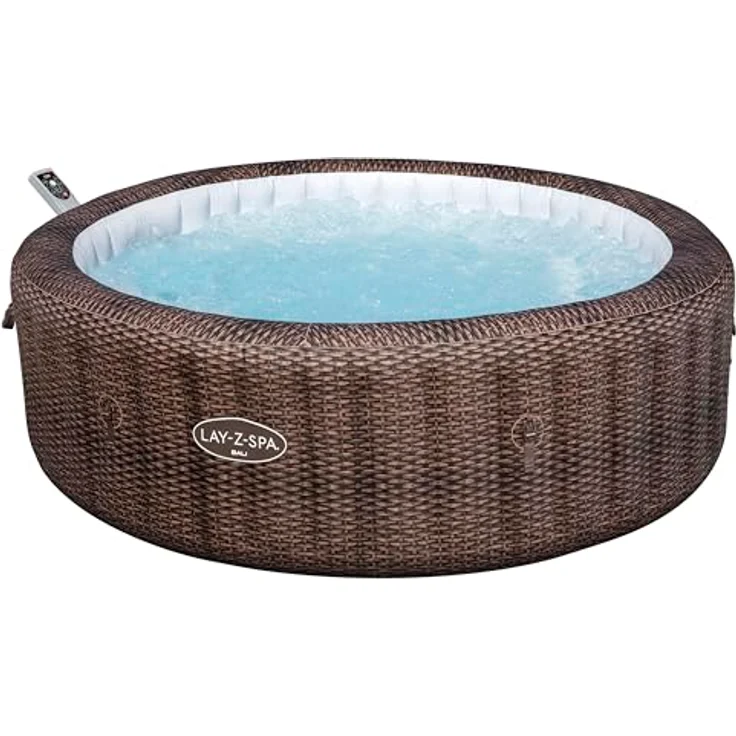 Bestway LAY-Z-SPA Energiespar-Whirlpool Bali AirJet™ für 7 Personen, mit App-Steuerung, Ø 216 x 71 cm, Rattan-Optik (Schokobraun), integrierte UltraFit™-Pumpeneinheit, 180 AirJet™-Düsen, Heizsystem mit Energiespartimer – Bild 8