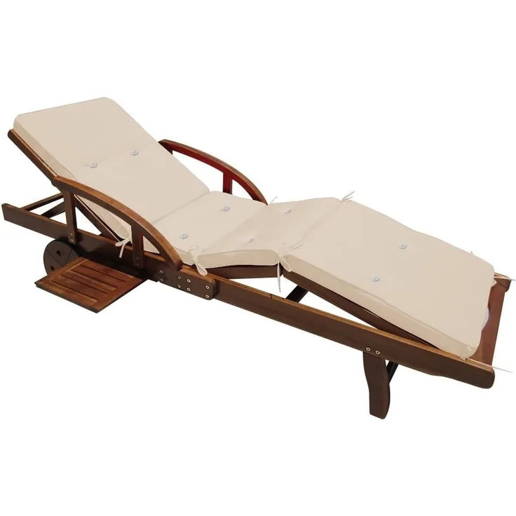 Casaria 'Tami Sun' Gartenliege mit Auflage, verstellbar, Akazienholz Braun, 160 x 69 x 85 cm