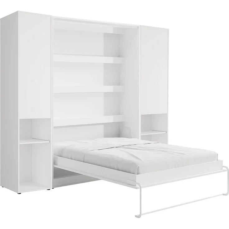 Vente-unique - RAPILI - Schrankbett - Metall - Weiß - 259 x 239.2 x 225.2 cm – Bild 3