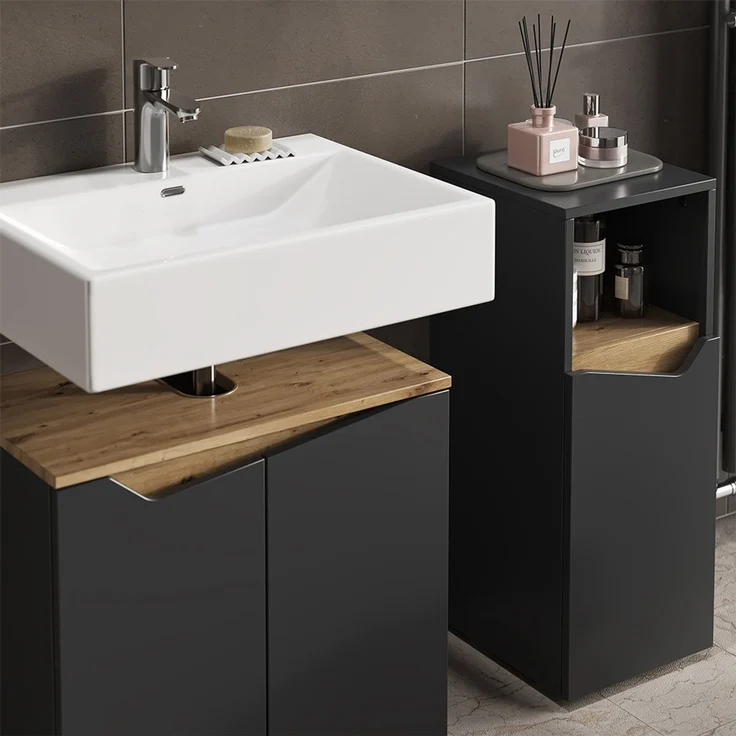 Badmöbel-Set Marelle Anthrazit 5 Teile Vicco – Bild 5