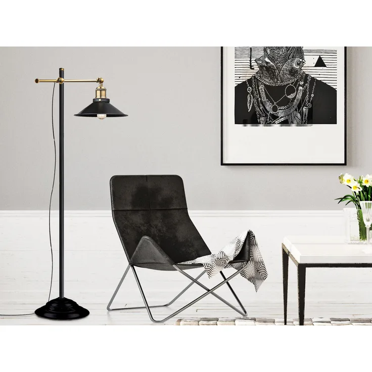 LED Stehleuchte mit schwenkbarem Metallschirm Schwarz, Höhe 155cm