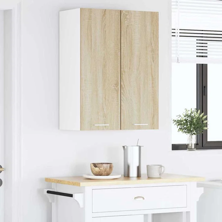 vidaXL Hängeschrank 2 stk. Sonoma-Eiche und Weiß 30 x 31 x 80 cm 884247 – Bild 4