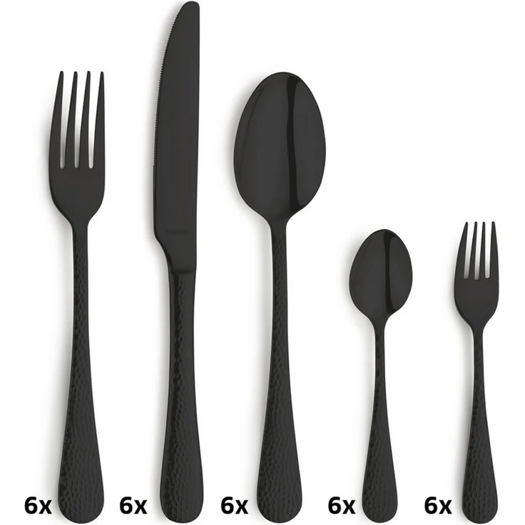 Kuppels Home CRYSTAL Besteckset 30-teilig PVD schwarz gehämmert – Bild 3
