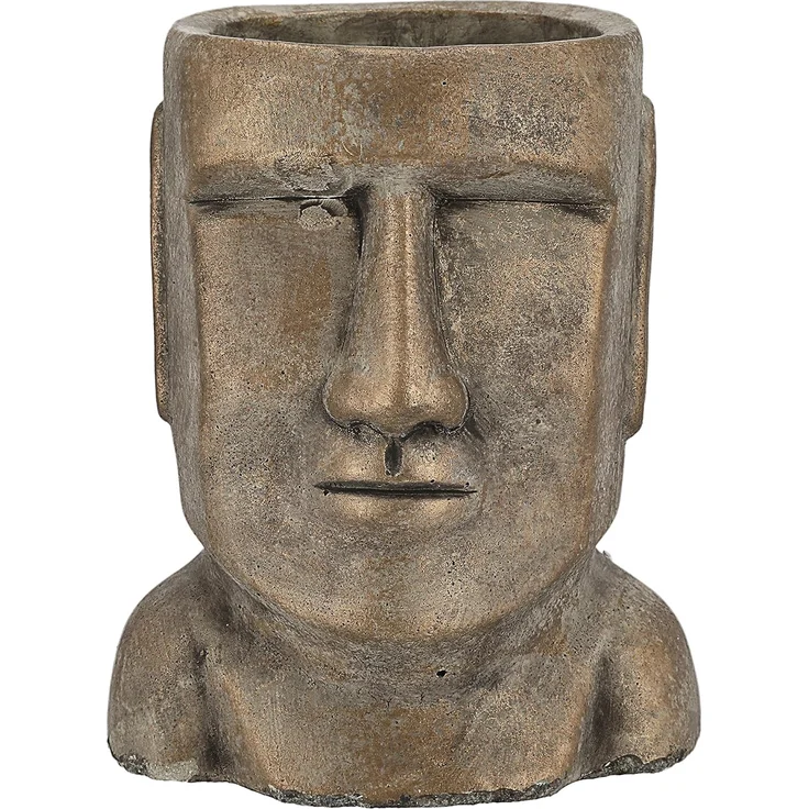 CEPEWA Blumentopf Pflanztopf Moai Kopf gold H21cm Terracotta Büste S – Bild 4